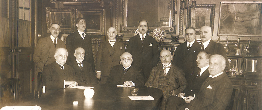 Paris 1925, meeting of the AGBU Central Board, seated center, Boghos Nubar. Earliest photo available of the Central Board.